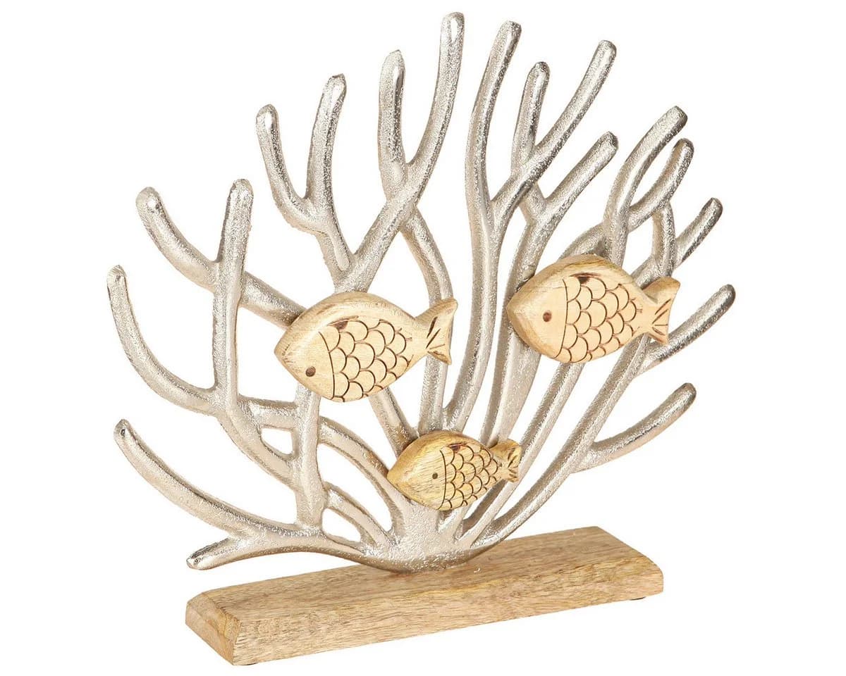 Viana Dekofigur Koralle & Holzfische 30cm Maritim - Bild 2