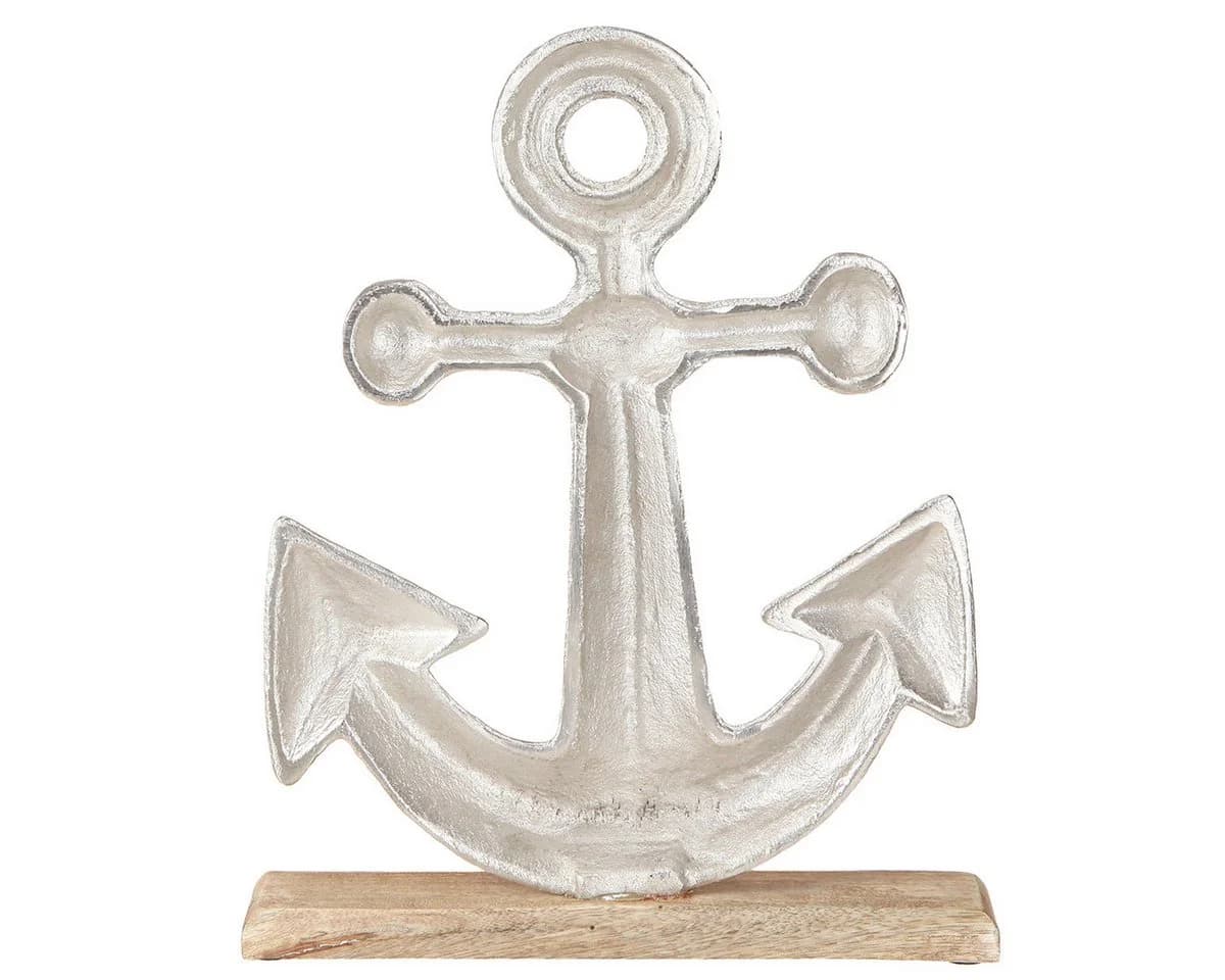 Viana Dekofigur Anker Silber Metall Holz Maritim 31cm - Bild 4