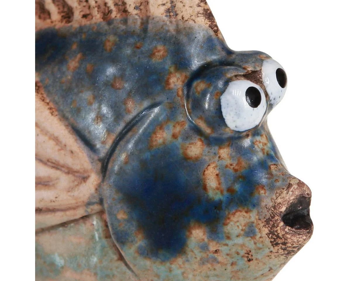 Viana Dekofigur Kleine Fische Keramikdeko Blau Maritim 6-9cm 4er Set