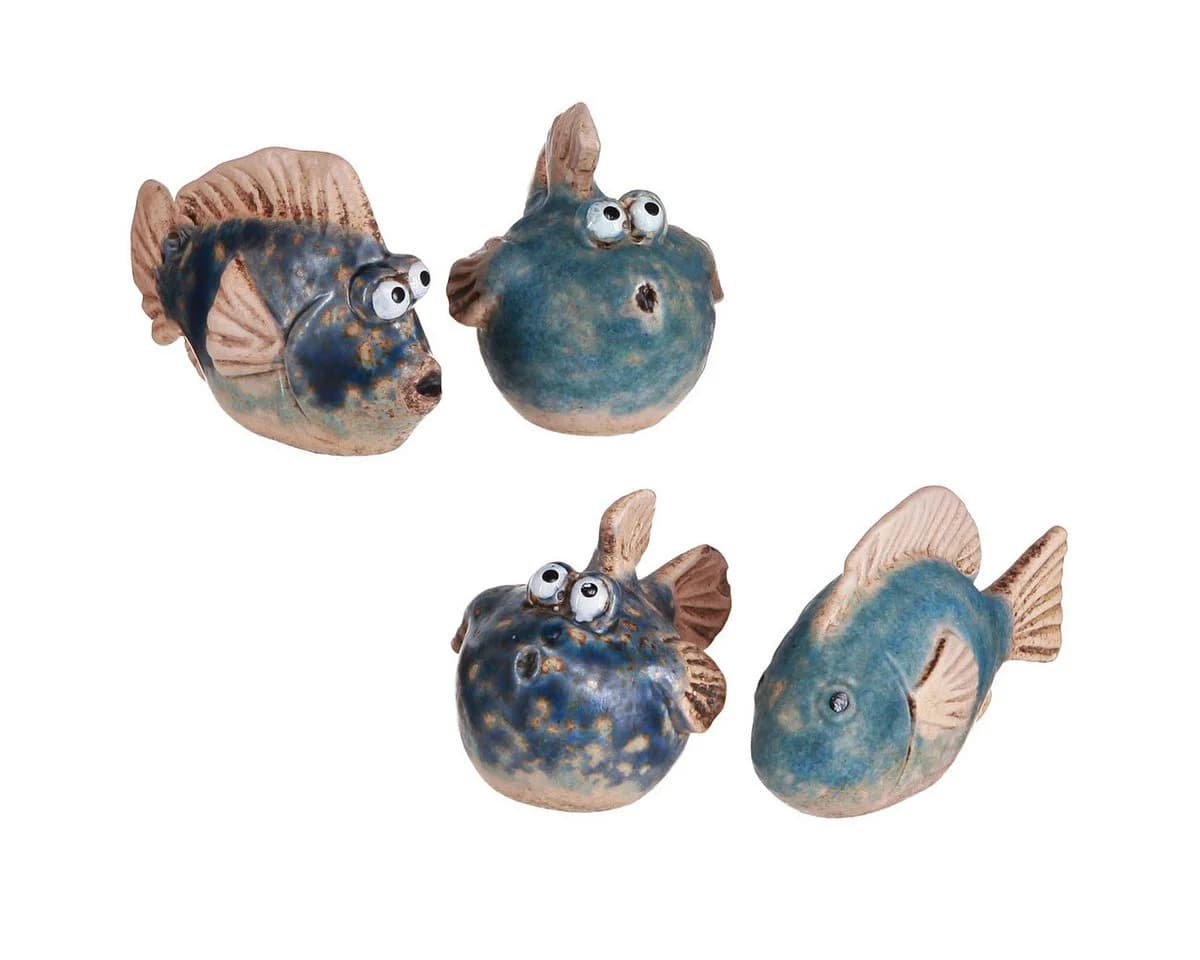Viana Dekofigur Kleine Fische Keramikdeko Blau Maritim 6-9cm 4er Set - Bild 2
