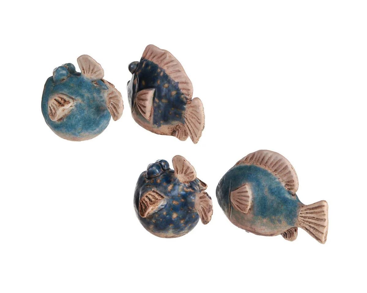Viana Dekofigur Kleine Fische Keramikdeko Blau Maritim 6-9cm 4er Set - Bild 3