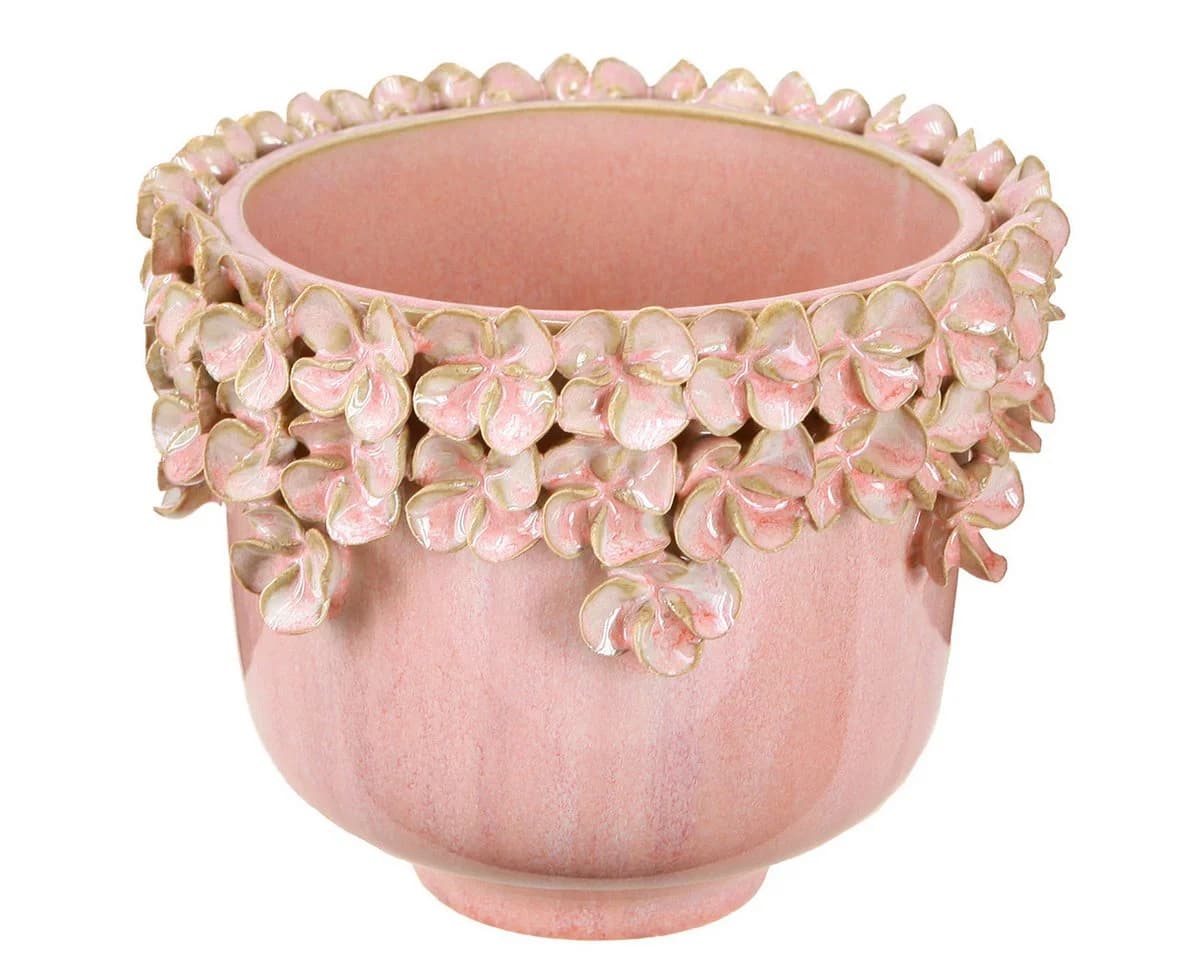 Viana Übertopf Keramik Blumentopf Rosa mit Blütenmuster Eleganz - Bild 2