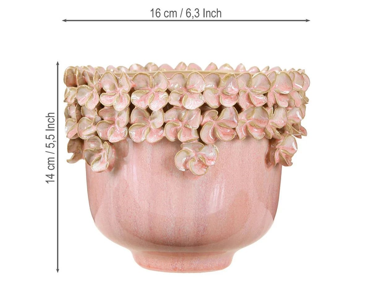 Viana Übertopf Keramik Blumentopf Rosa mit Blütenmuster Eleganz - Bild 3