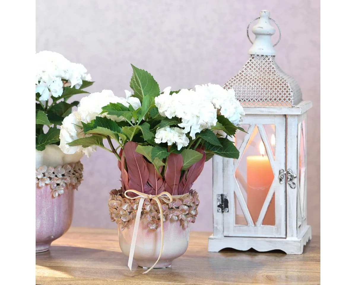 Viana Übertopf Keramik Blumentopf Rosa mit Blütenmuster Eleganz - Bild 4