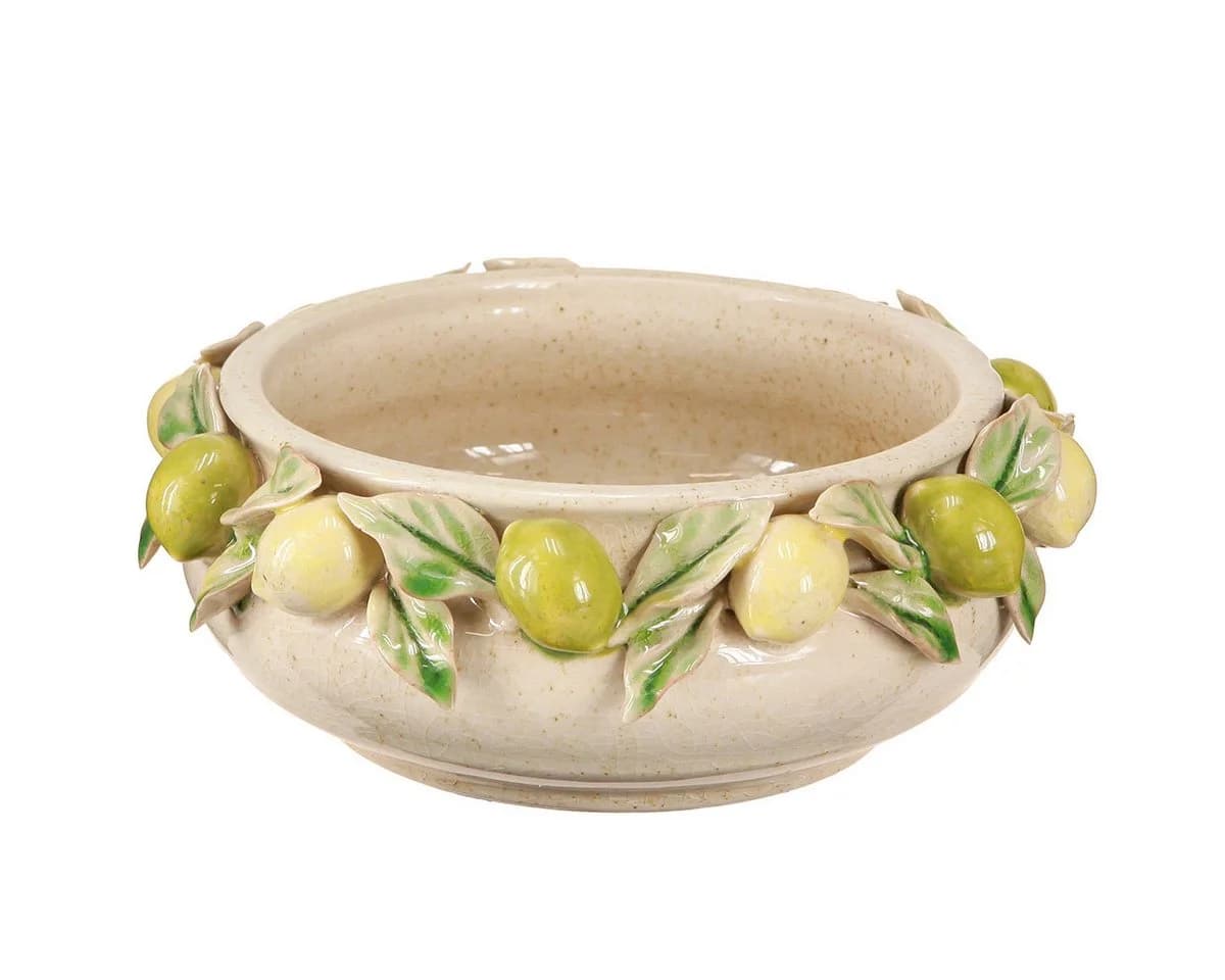 Florists Products Keramik Schale Zitronen Motiv Weiß/Gelb Grün