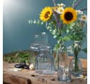 Florists Products Tischvase Blumenvase Glas Rillen Design Blau Retro Bild 1