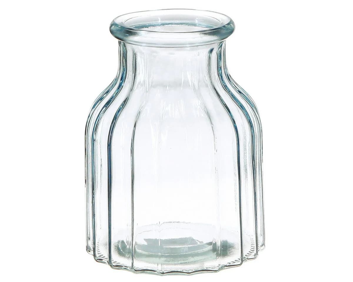 Florists Products Tischvase Blumenvase Glas Rillen Design Blau Retro - Bild 3