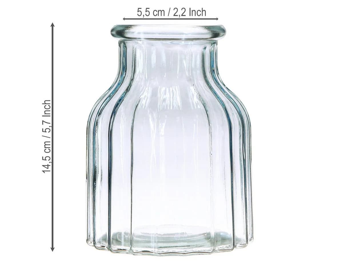 Florists Products Tischvase Blumenvase Glas Rillen Design Blau Retro - Bild 4