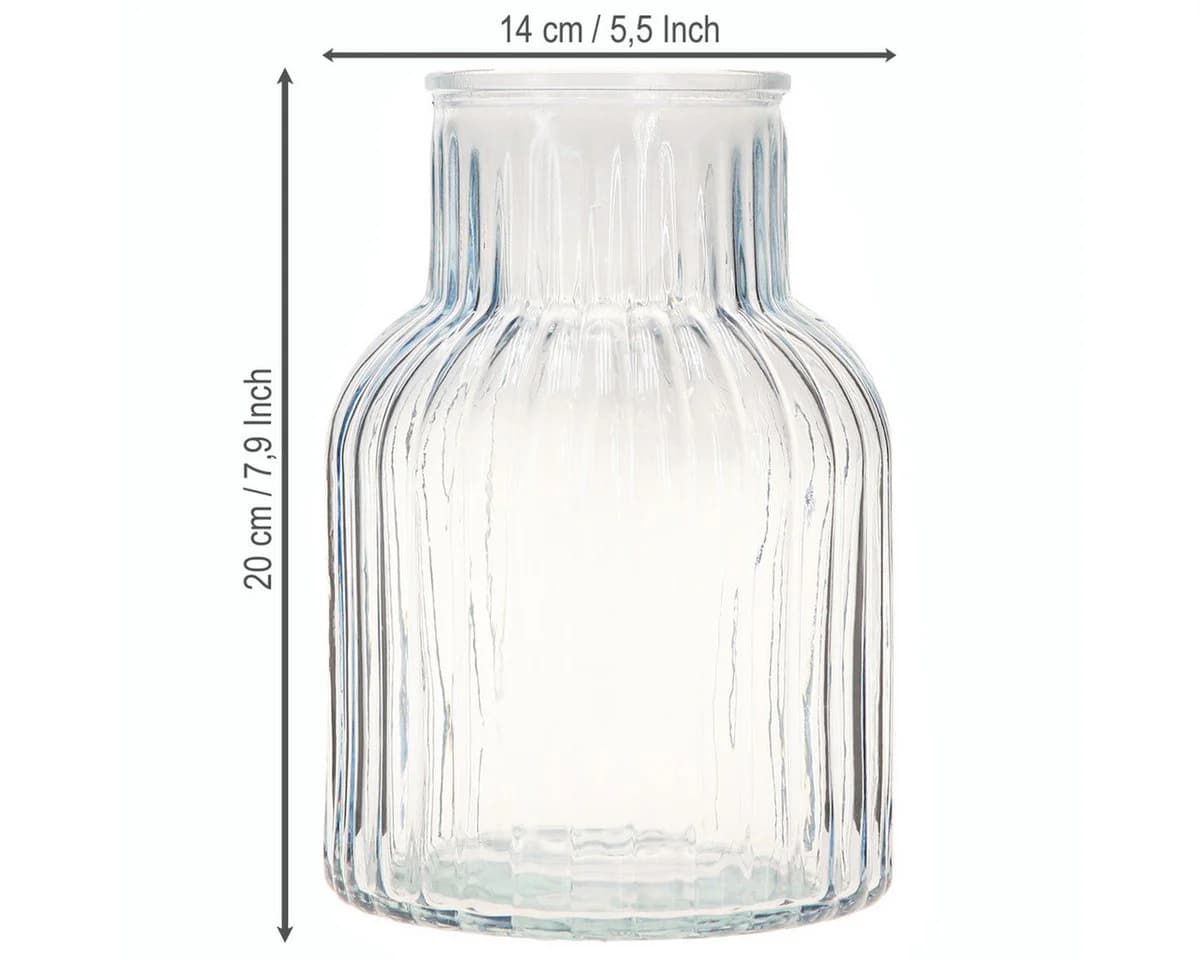 Viana Tischvase Glasvase Retro Blau Rillenstruktur - Bild 3