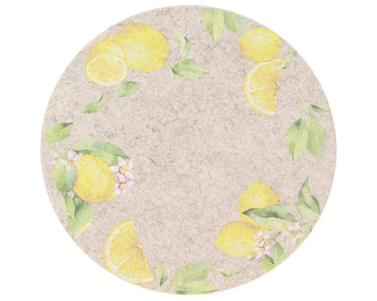 Viana Filz Platzdeckchen Grau Gelb Zitronen Sommer 31cm 2er Set - Bild 2