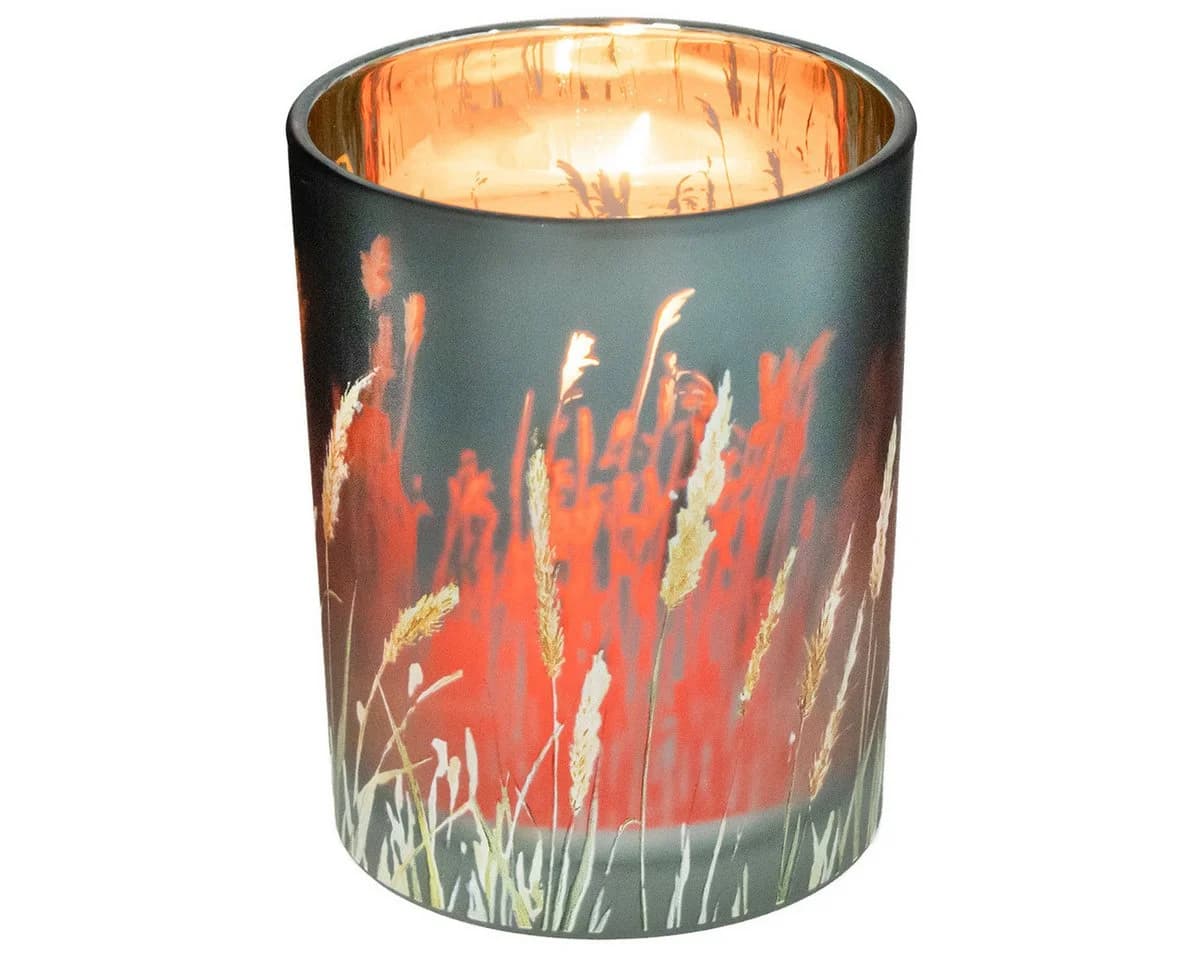 Viana Windlicht Glas filigranes Gräsermotiv 2er Set - Bild 5