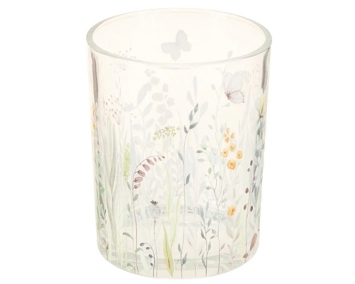 Viana Windlicht Glas Blumen- und Schmetterlingsmotiv - Bild 2