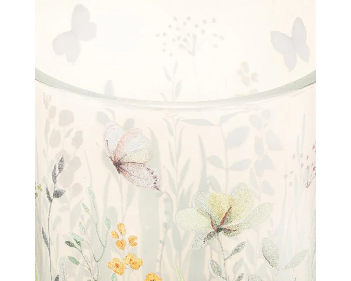Viana Windlicht Glas Blumen- und Schmetterlingsmotiv - Bild 4