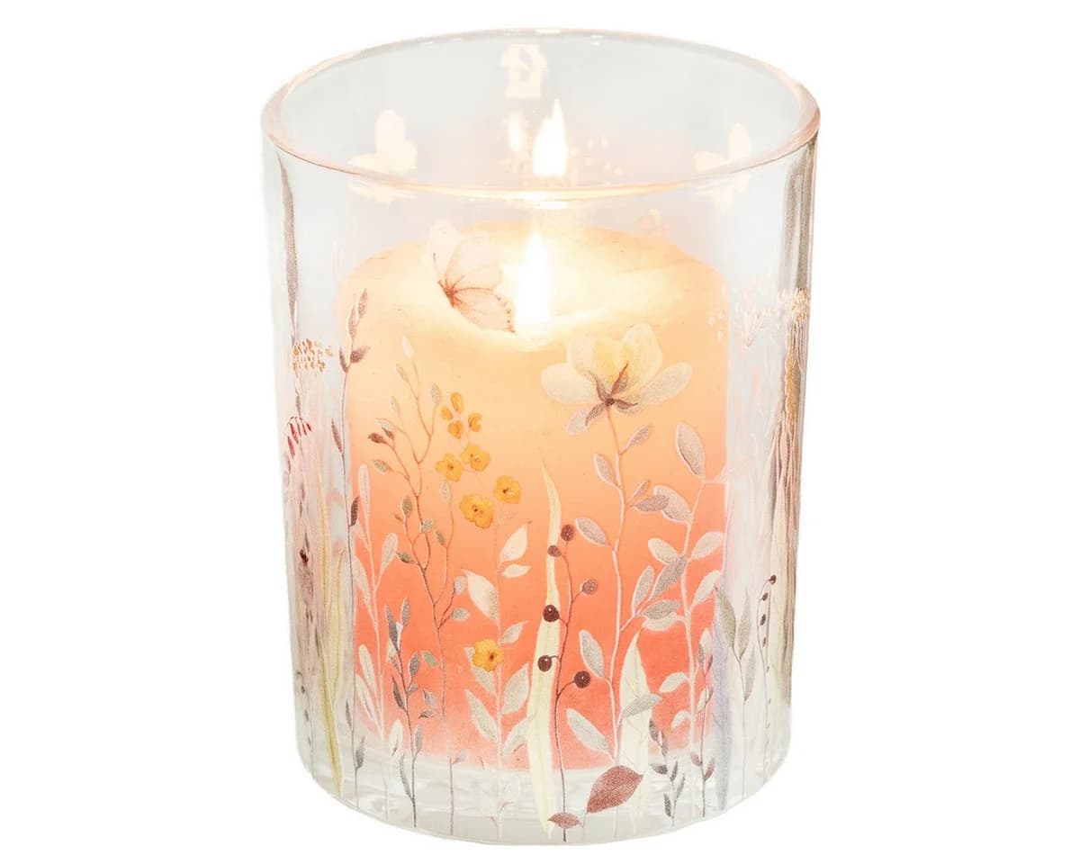 Viana Windlicht Glas Blumen- und Schmetterlingsmotiv - Bild 5