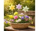 Viana 12er Set Blumenstecker mit Windmühle Bunt Gartendeko Bild 1