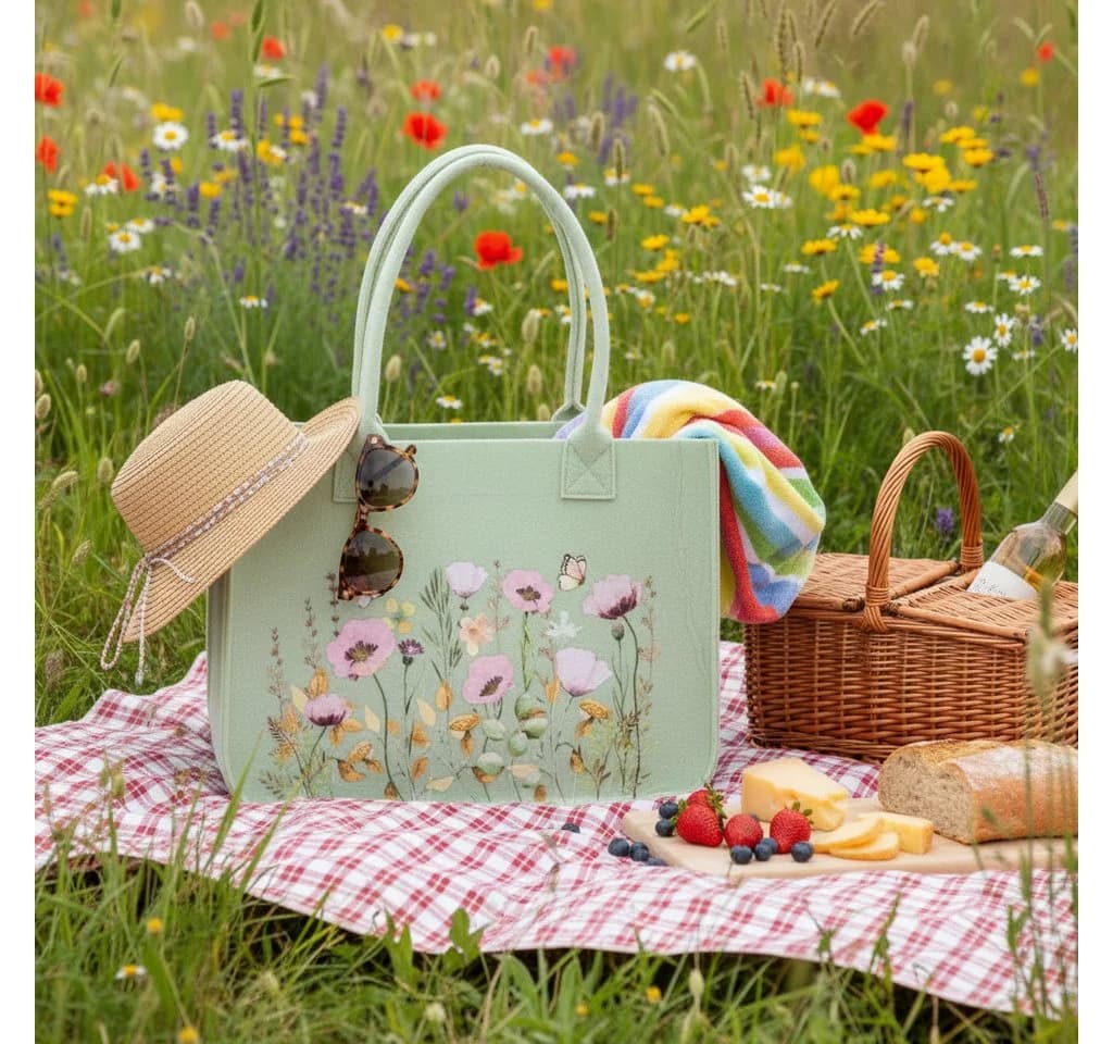 Viana Filztasche mit floraler Verzierung