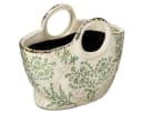 Viana Übertopf Keramik Pflanzgefäß mit floralen Motiven Weiß Grün Bild 2