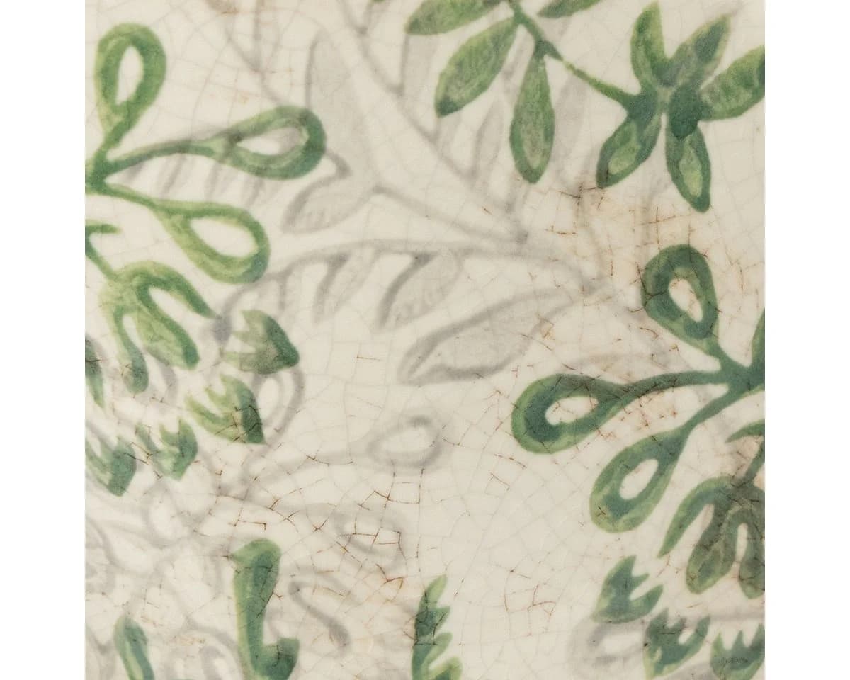 Viana Übertopf Keramik Pflanzgefäß mit floralen Motiven Weiß Grün - Bild 4
