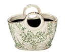 Viana Übertopf Keramik Pflanzgefäß mit floralen Motiven Weiß Grün Bild 5