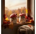 Florists Products Deko-Lichthaus Pilzhaus Rot Keramik Bild 5