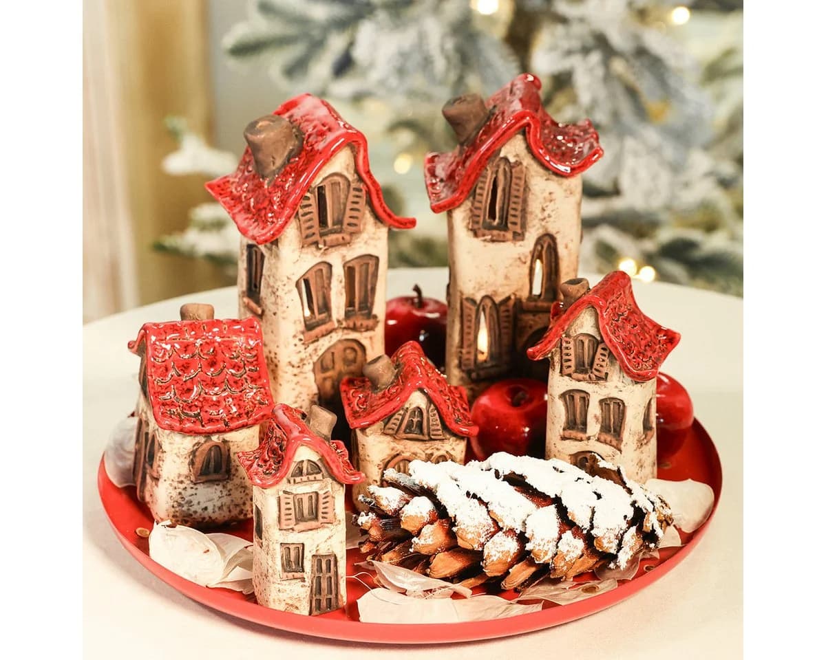 Florists Products Weihnachtsmann Keramik-Dekohäuser Handbemalt Braun