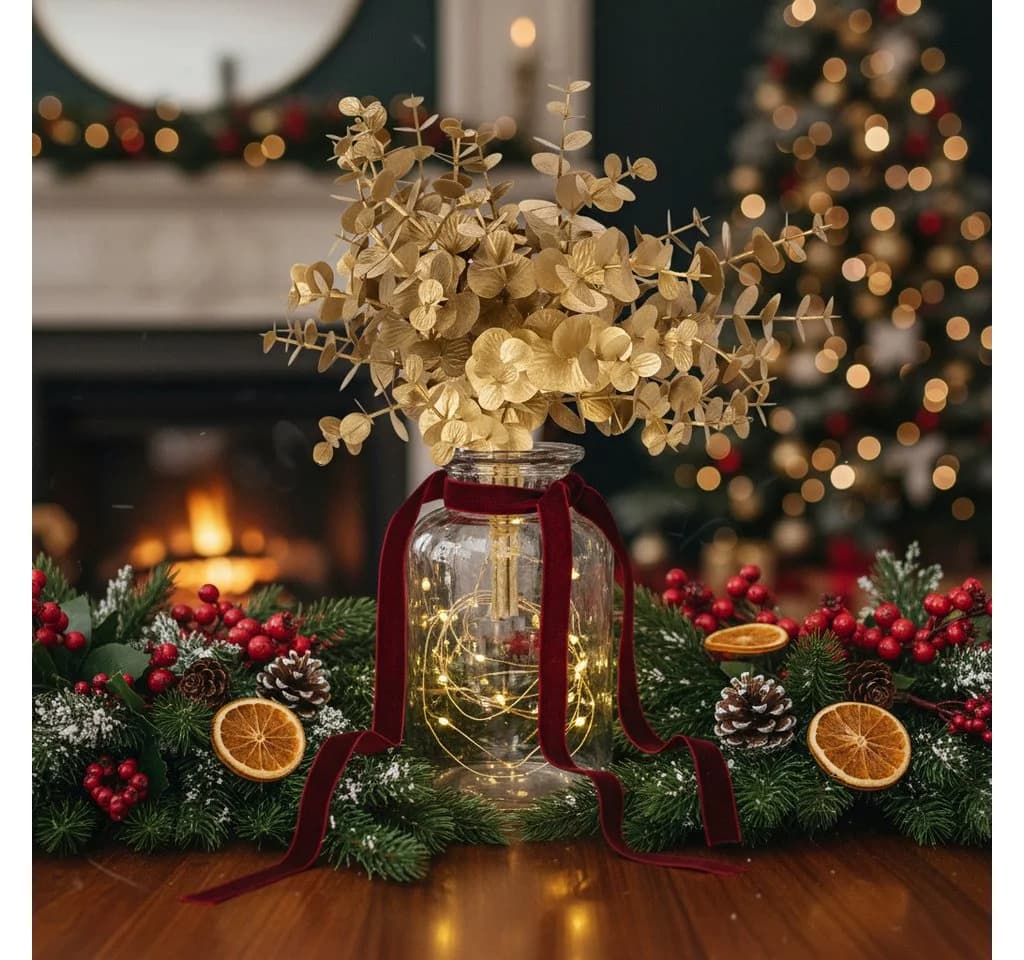 Florists Products Kunstpflanze Eukalyptus Dekozweig Gold 6 Stück