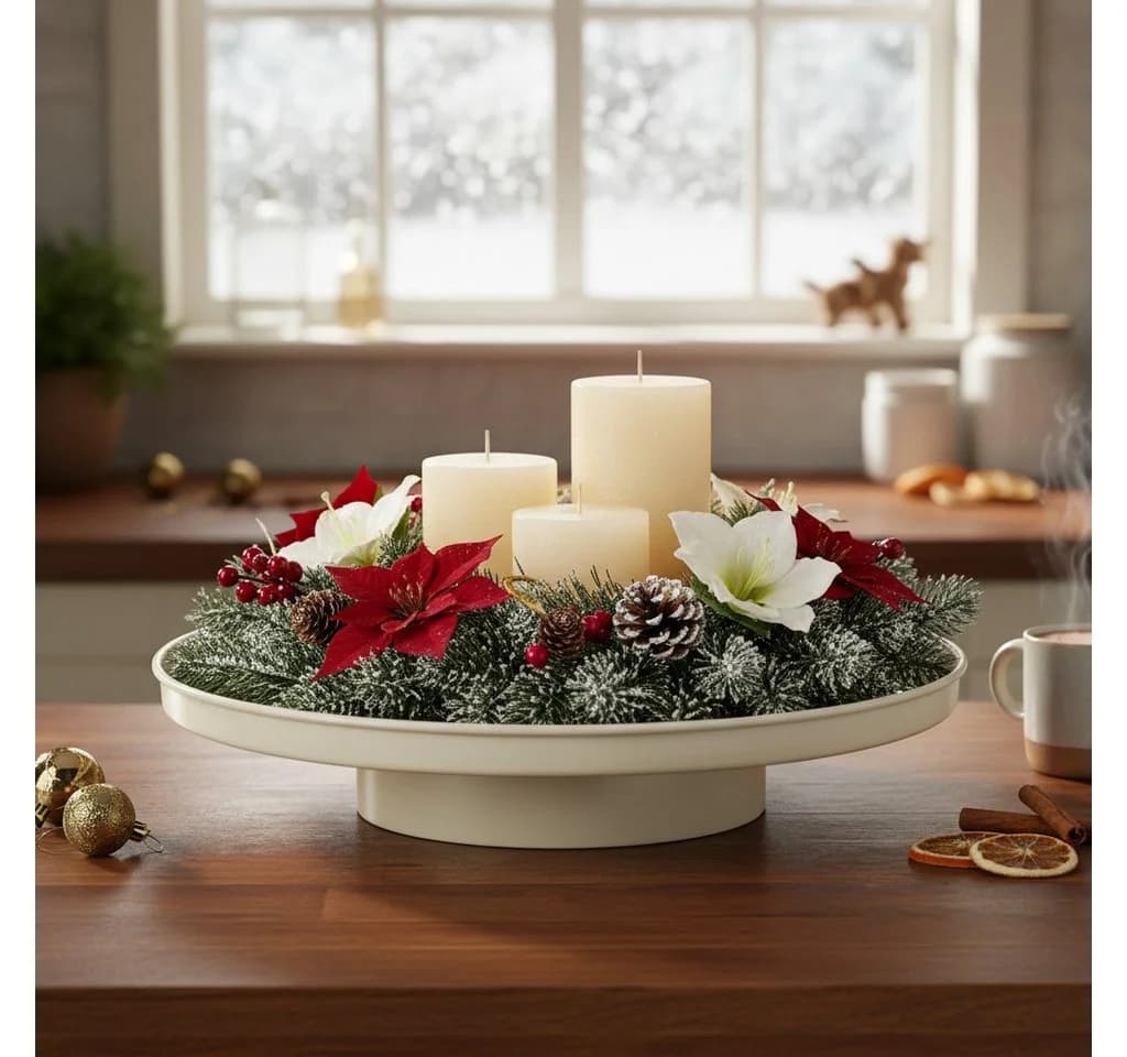 Florists Products Dekotablett Metall Rund Beige