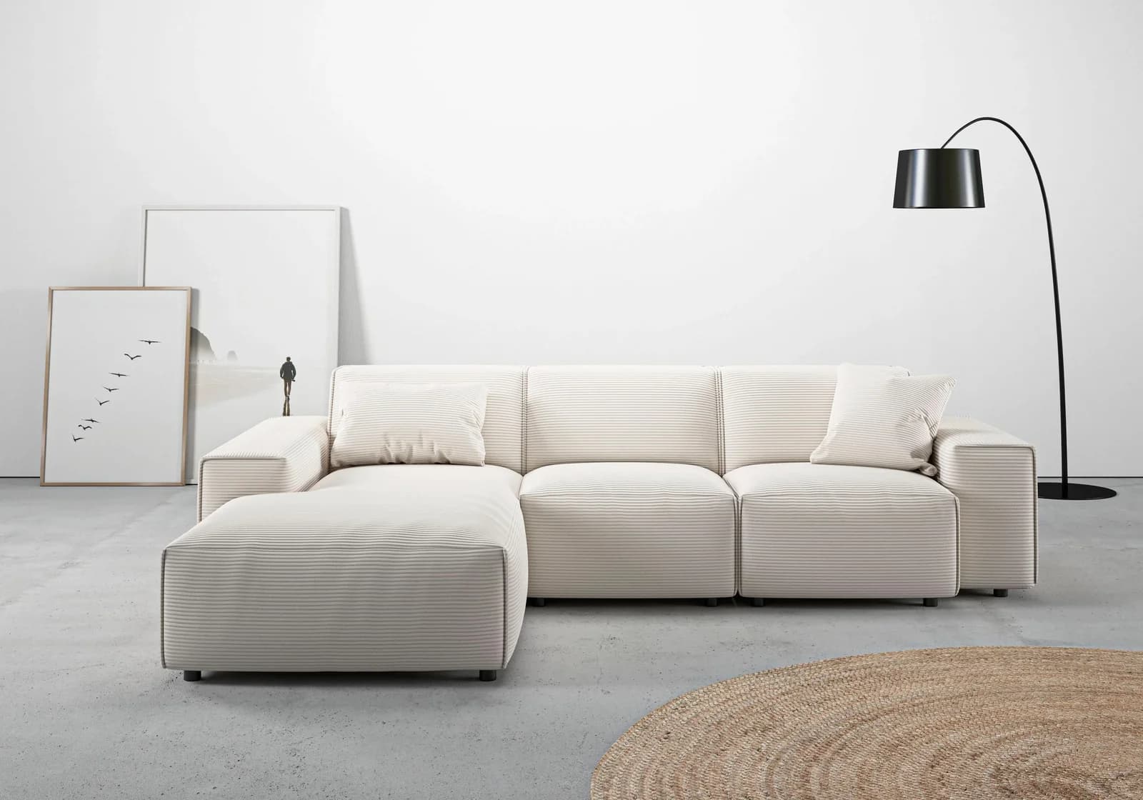 HOME AFFAIRE Ecksofa Glimminge L-Form Weiß Cord