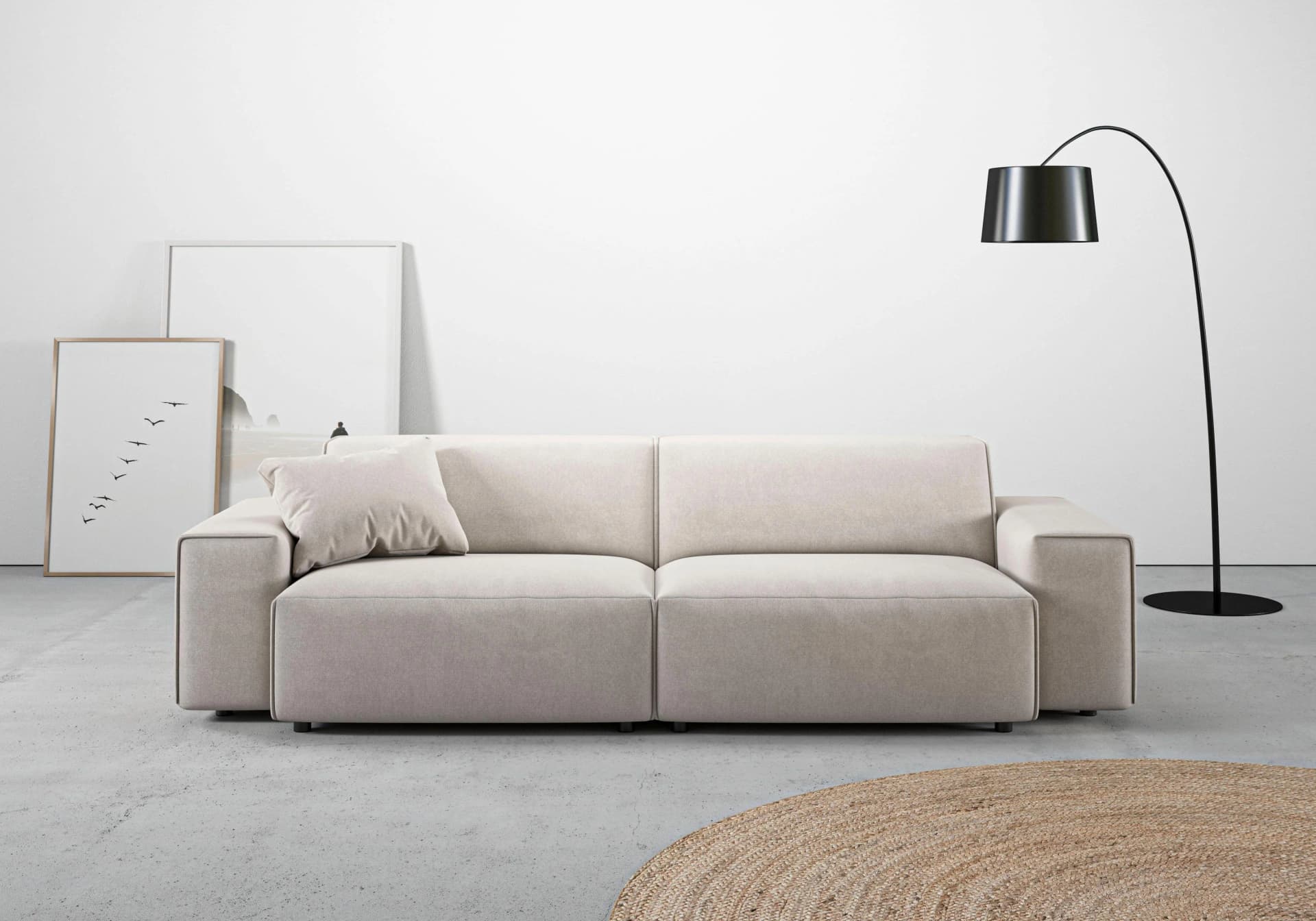 HOME AFFAIRE Big-Sofa Glimminge Beige Polyester Zierkissen