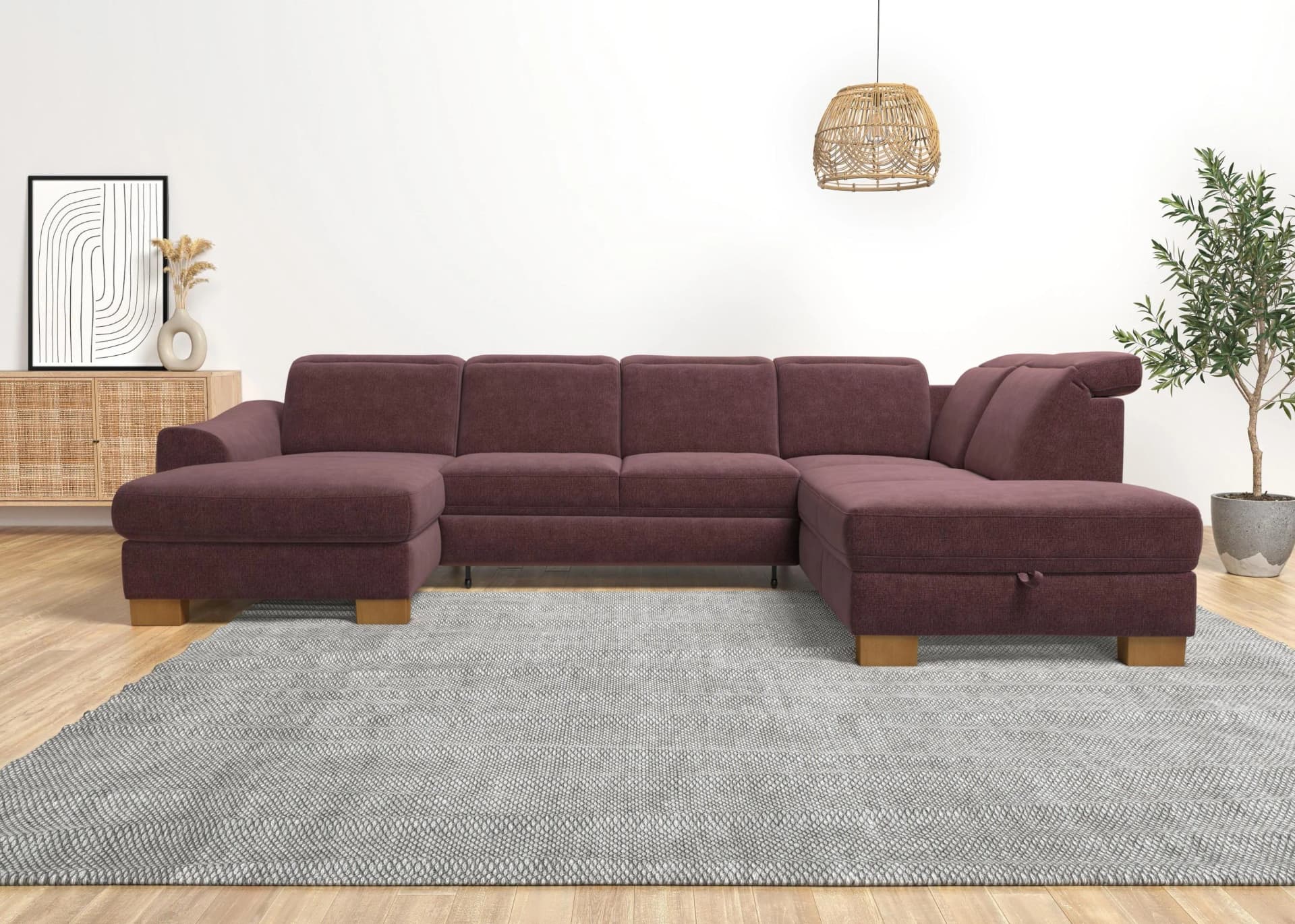 HOME AFFAIRE Dundee U-Form Wohnlandschaft Lila mit Bettfunktion