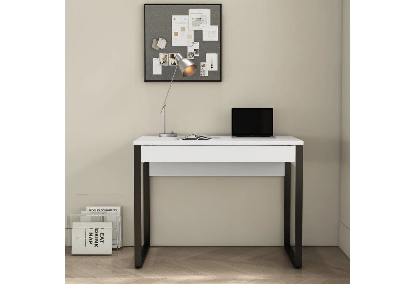 OTTO HOME Schreibtisch Moid Modern Weiß/Schwarz mit Schubladen
