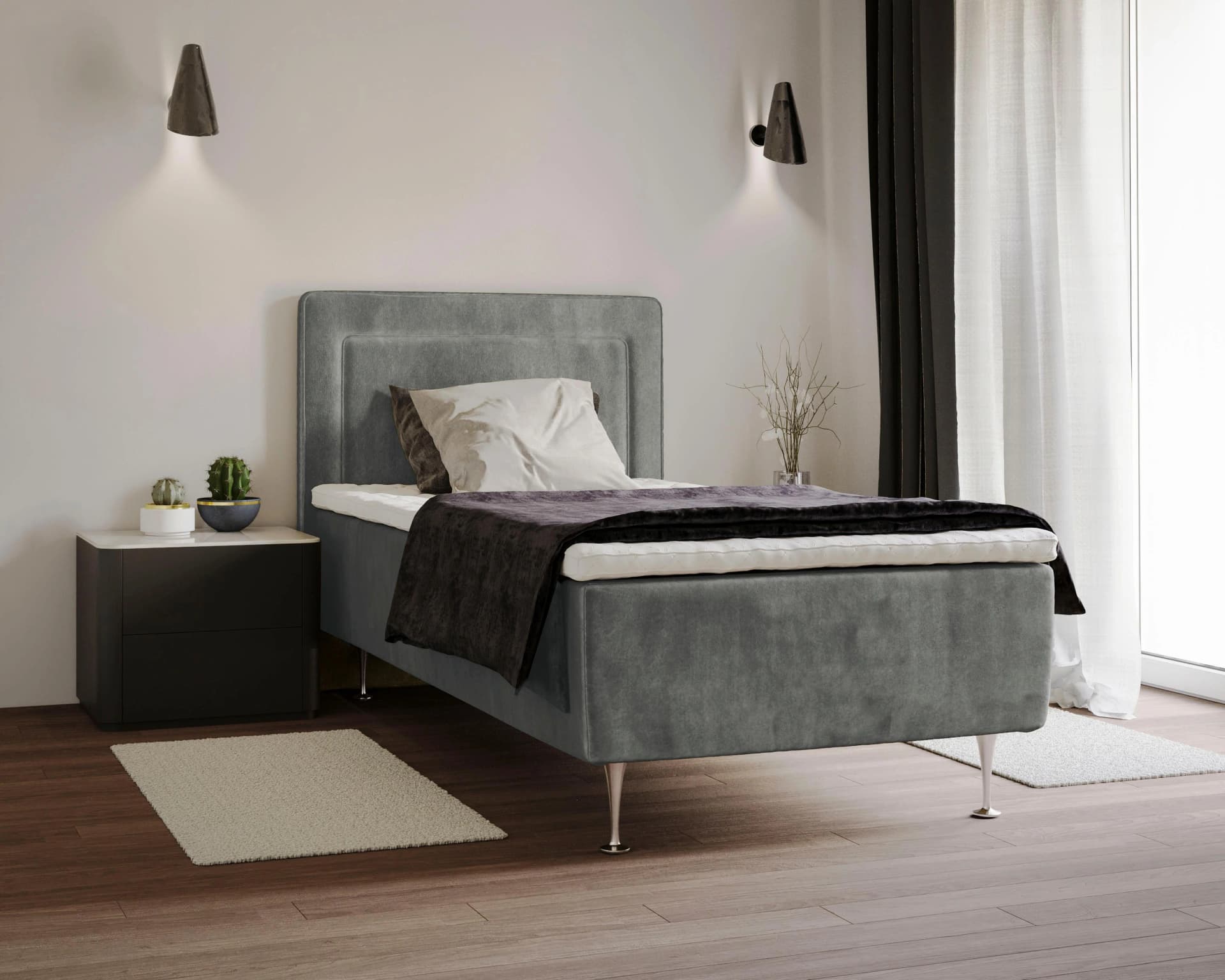 HOME AFFAIRE Boxspringbett Hacer Grau Samtoptik H2/H3