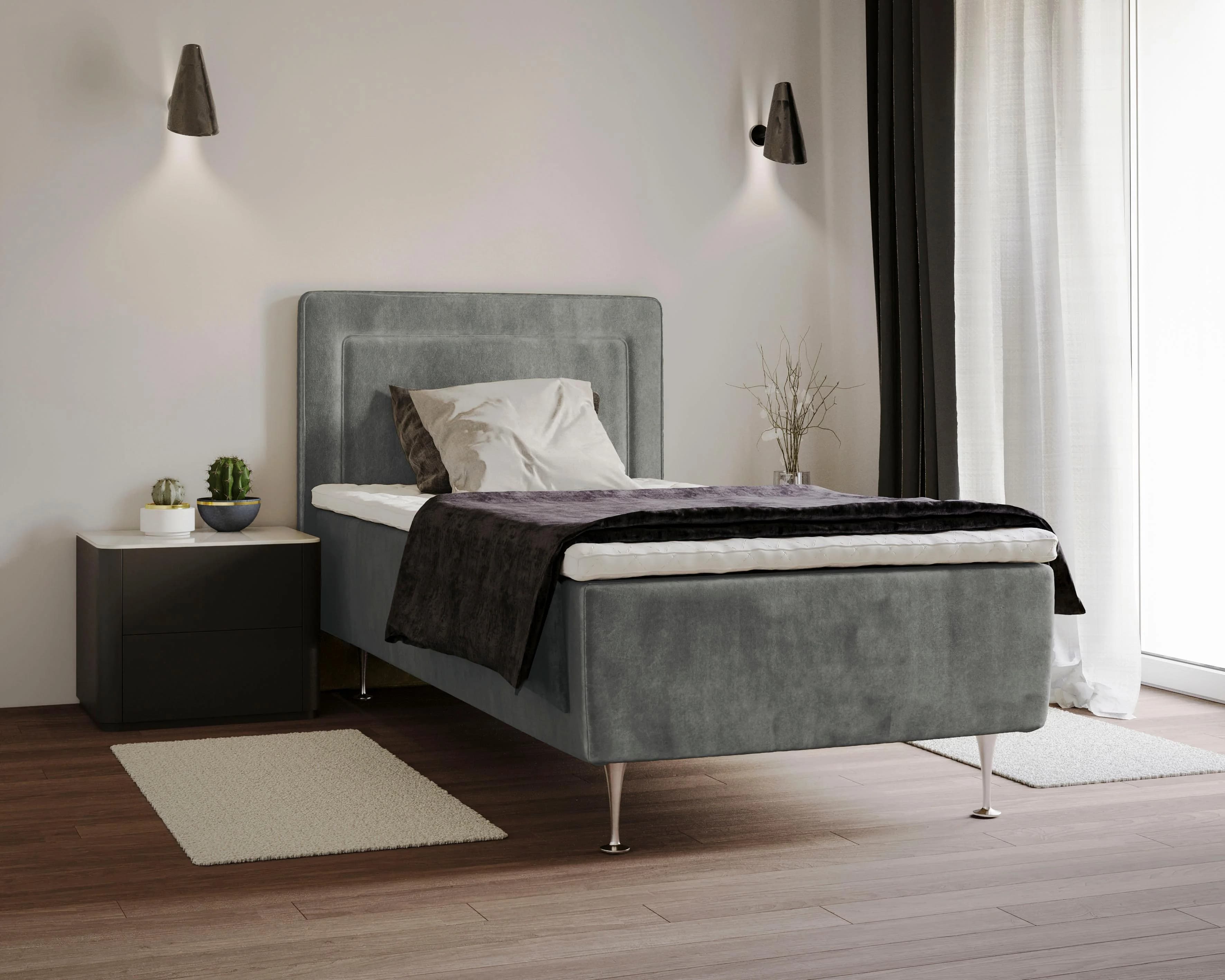 HOME AFFAIRE Boxspringbett Hacer Grau Samtoptik H2/H3