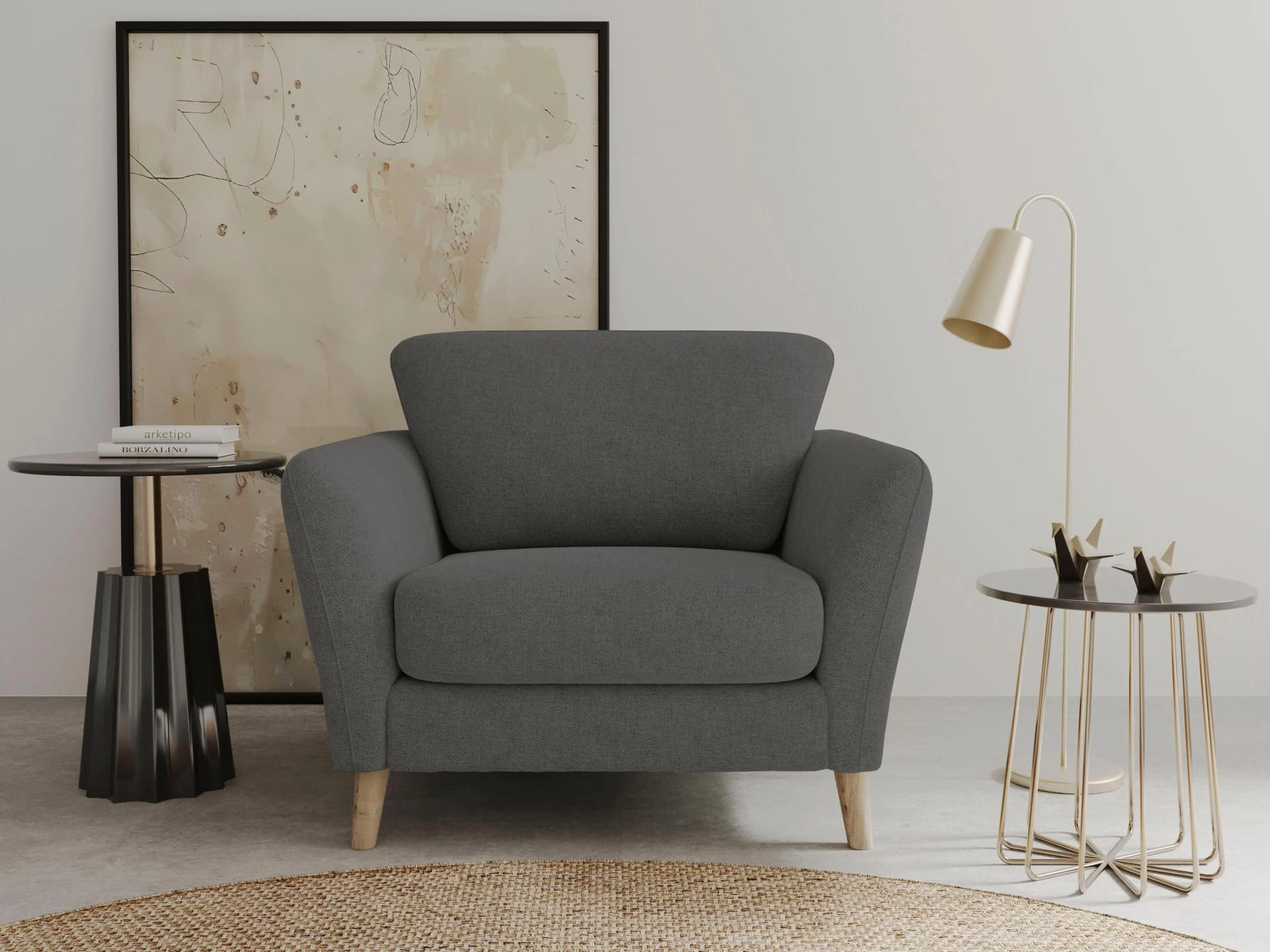 HOME AFFAIRE Sessel MARSEILLE Dunkelgrau Landhausstil