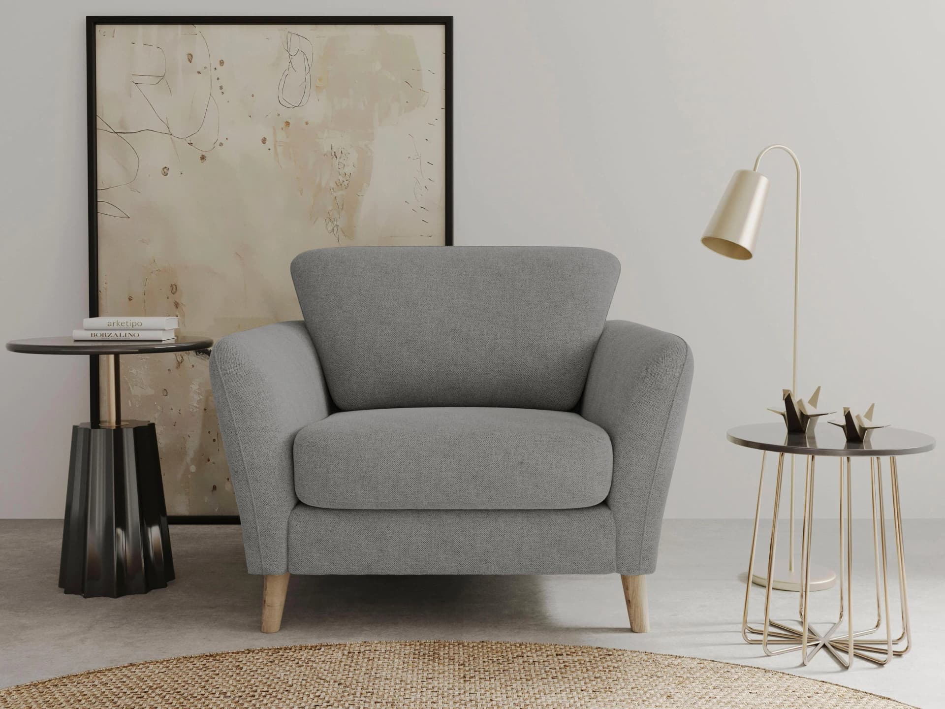 Home Affaire Sessel MARSEILLE Grau Massivholz Landhausstil