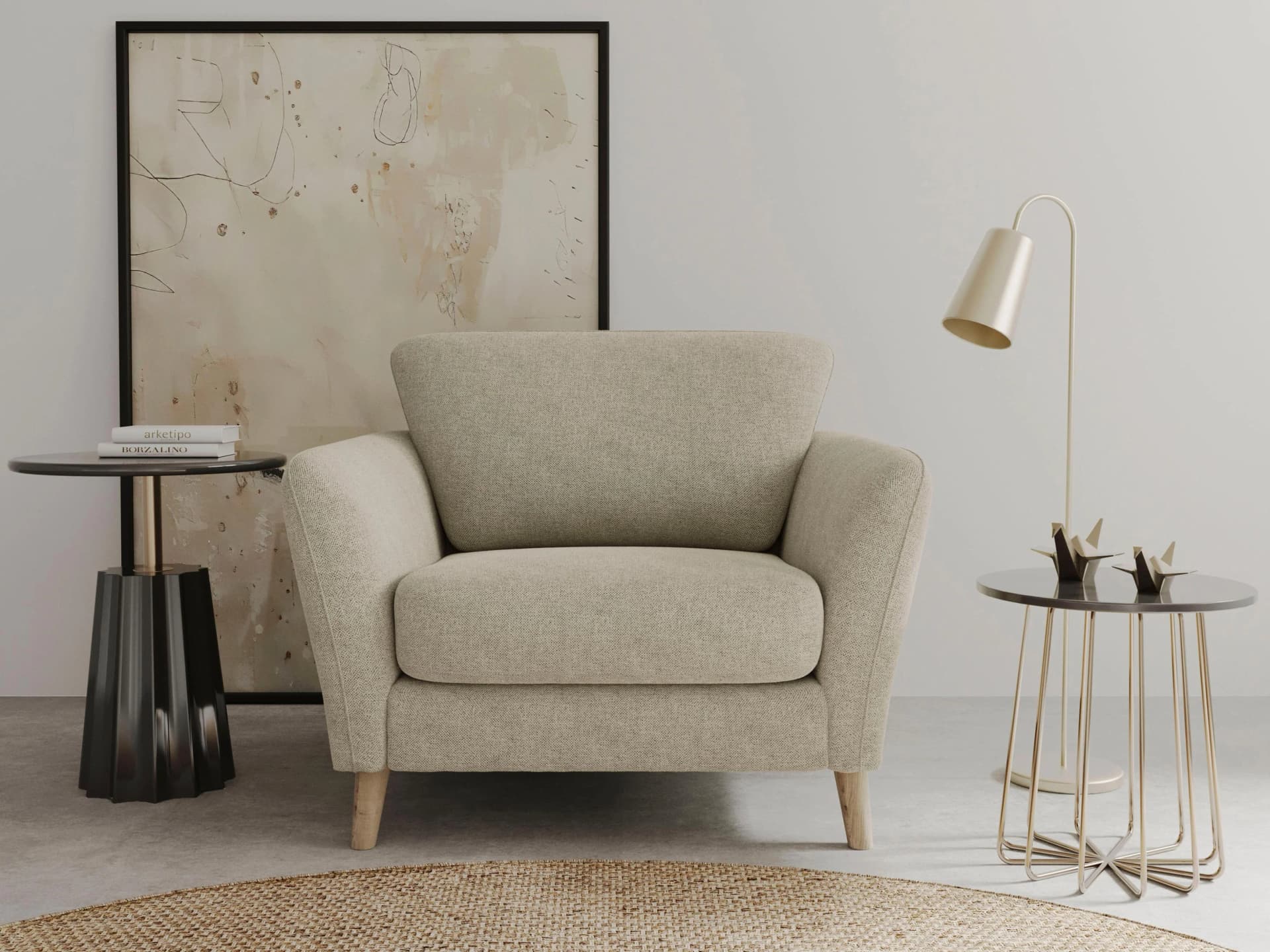 Home Affaire Sessel Marseille Grau Massivholz