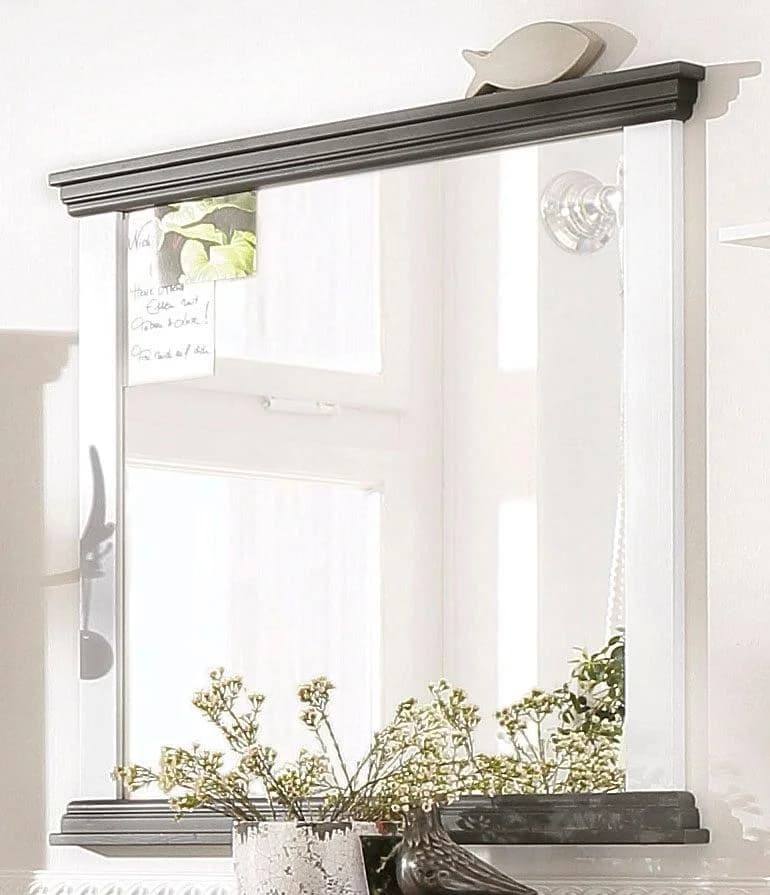 OTTO HOME Basilico Garderobenspiegel Weiß/Grau Massivholz