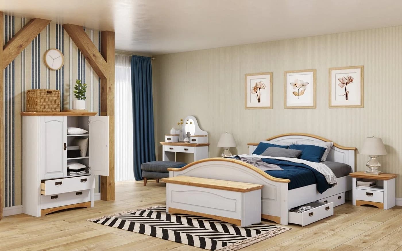 OTTO HOME Wäscheschrank Konrad Weiß Natur Massivholz Kiefer