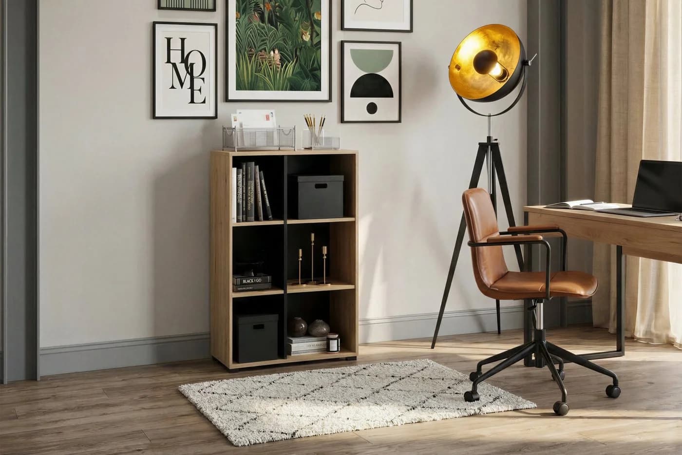 OTTO HOME Moid Aktenregal Braun Grau 6 Fächer MDF - Bild 5