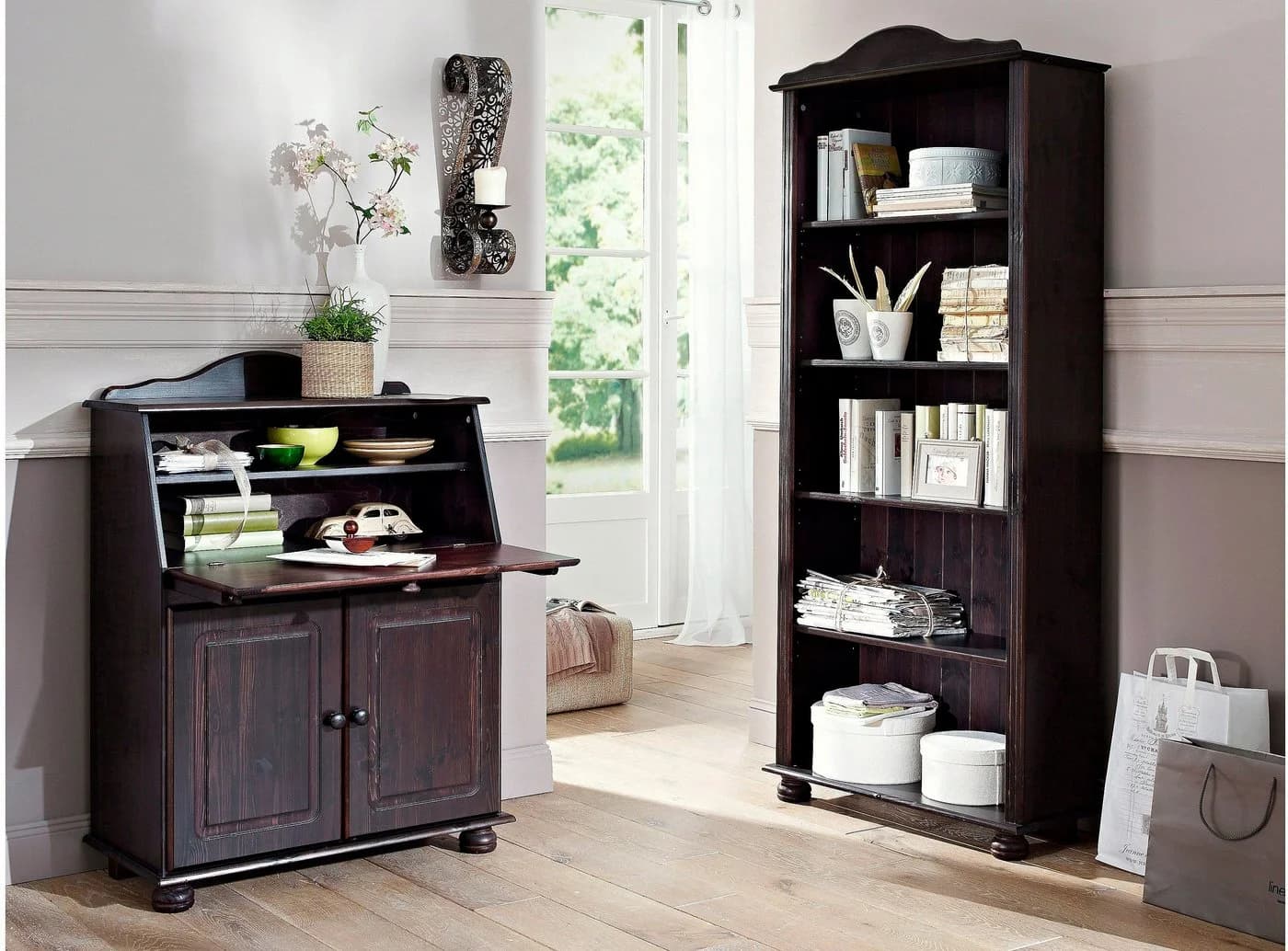 OTTO HOME Sekretär Mette Landhausstil Massivholz Braun