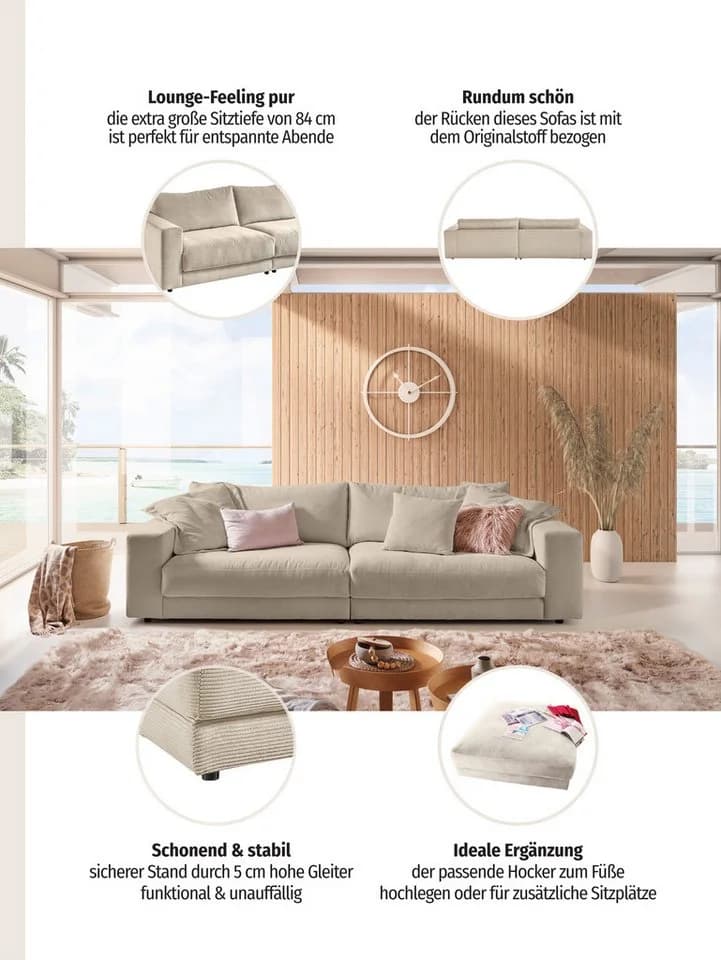 HOME AFFAIRE Big-Sofa Enisa in Oliv Feincord - Bild 3