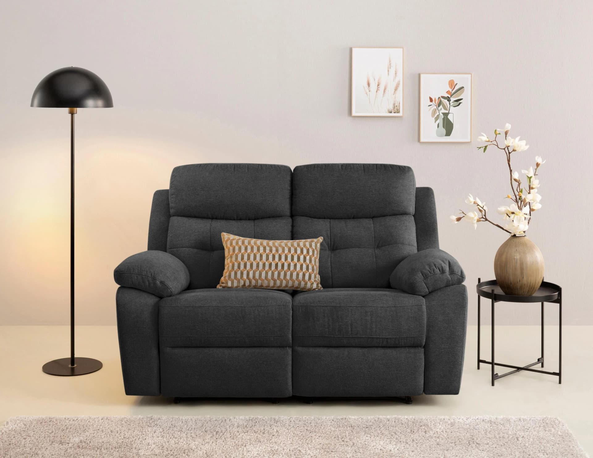 HOME AFFAIRE Lannilis 2-Sitzer Sofa Relaxfunktion Anthrazit