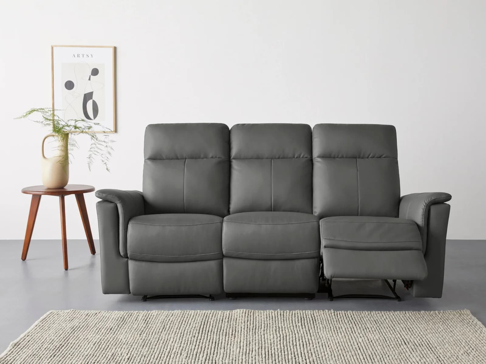 HOME AFFAIRE Southbrook 3-Sitzer Sofa Grau Relaxfunktion Kunstleder