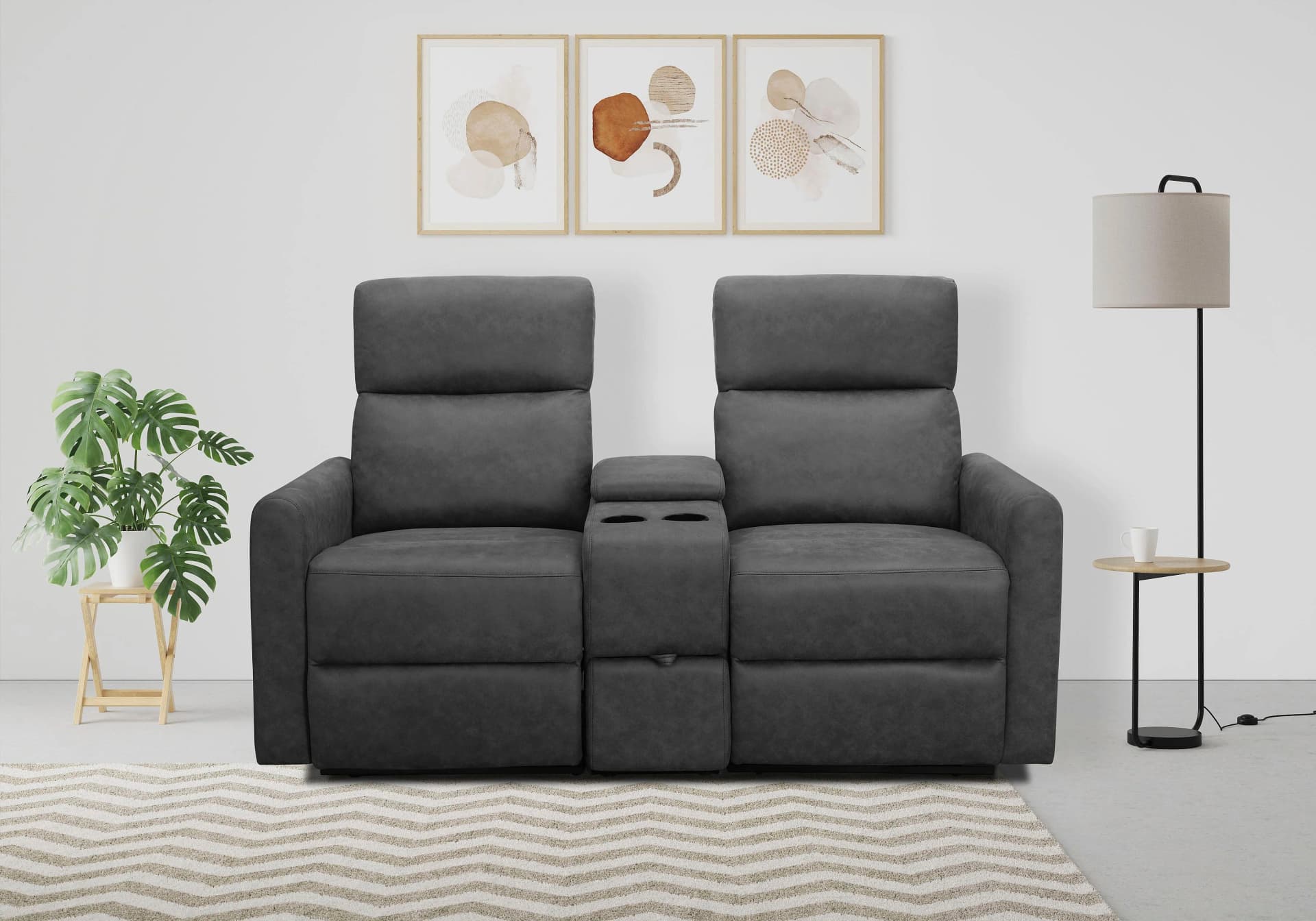 HOME AFFAIRE Daoulas 2-Sitzer Kinosofa Relax Anthrazit Microfaser