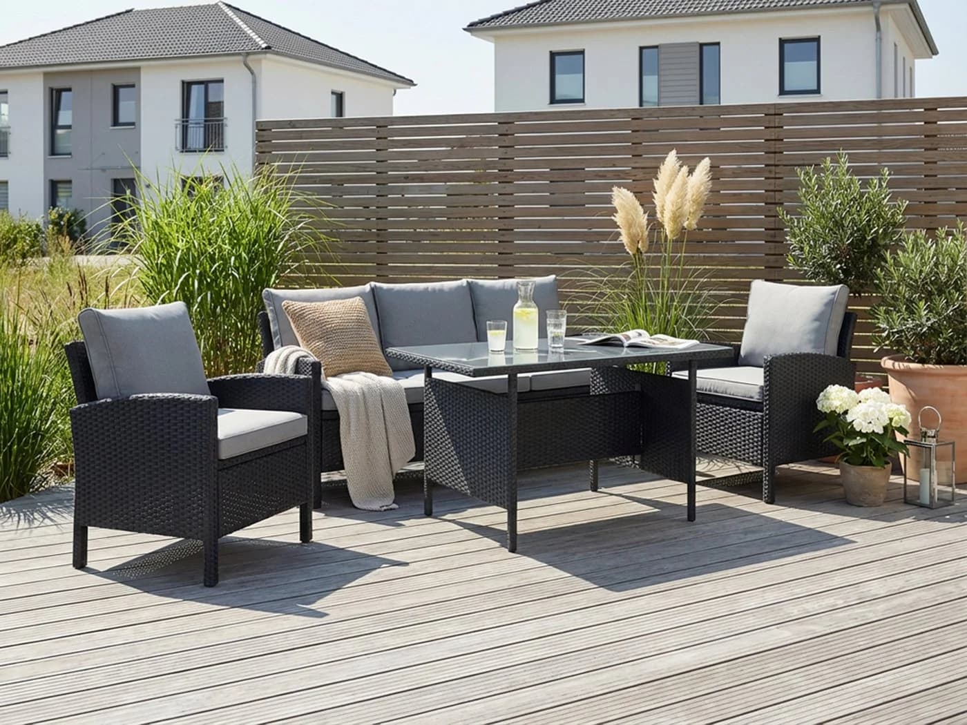 KONIFERA Gartenlounge-Set Brooklyn 12-tlg. Schwarz/Grau Polyrattan - Bild 2