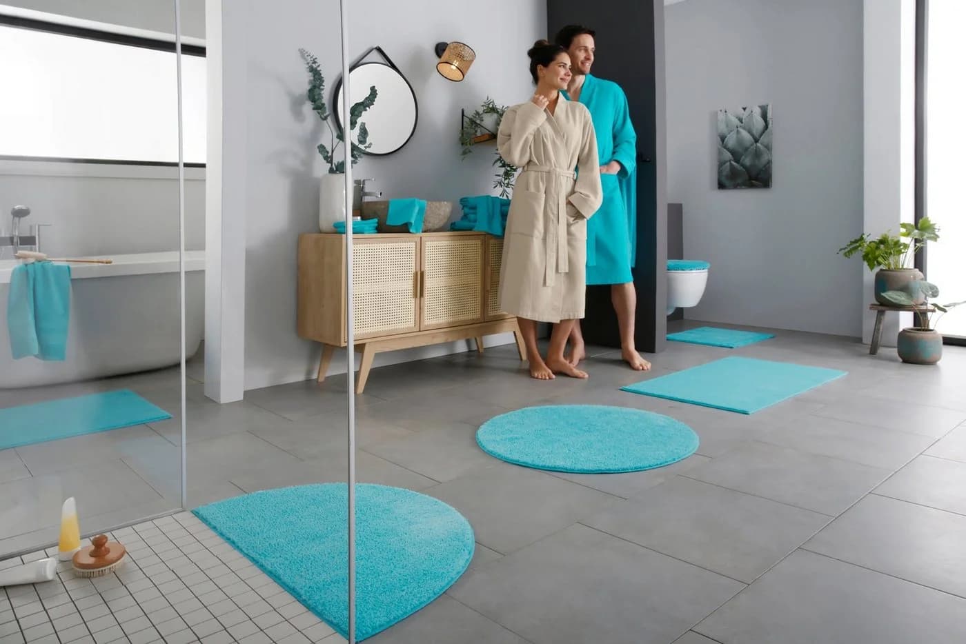 Badematte MY HOME Vanessa Badvorleger Badezimmer Teppich Türkis Polyester - Bild 1