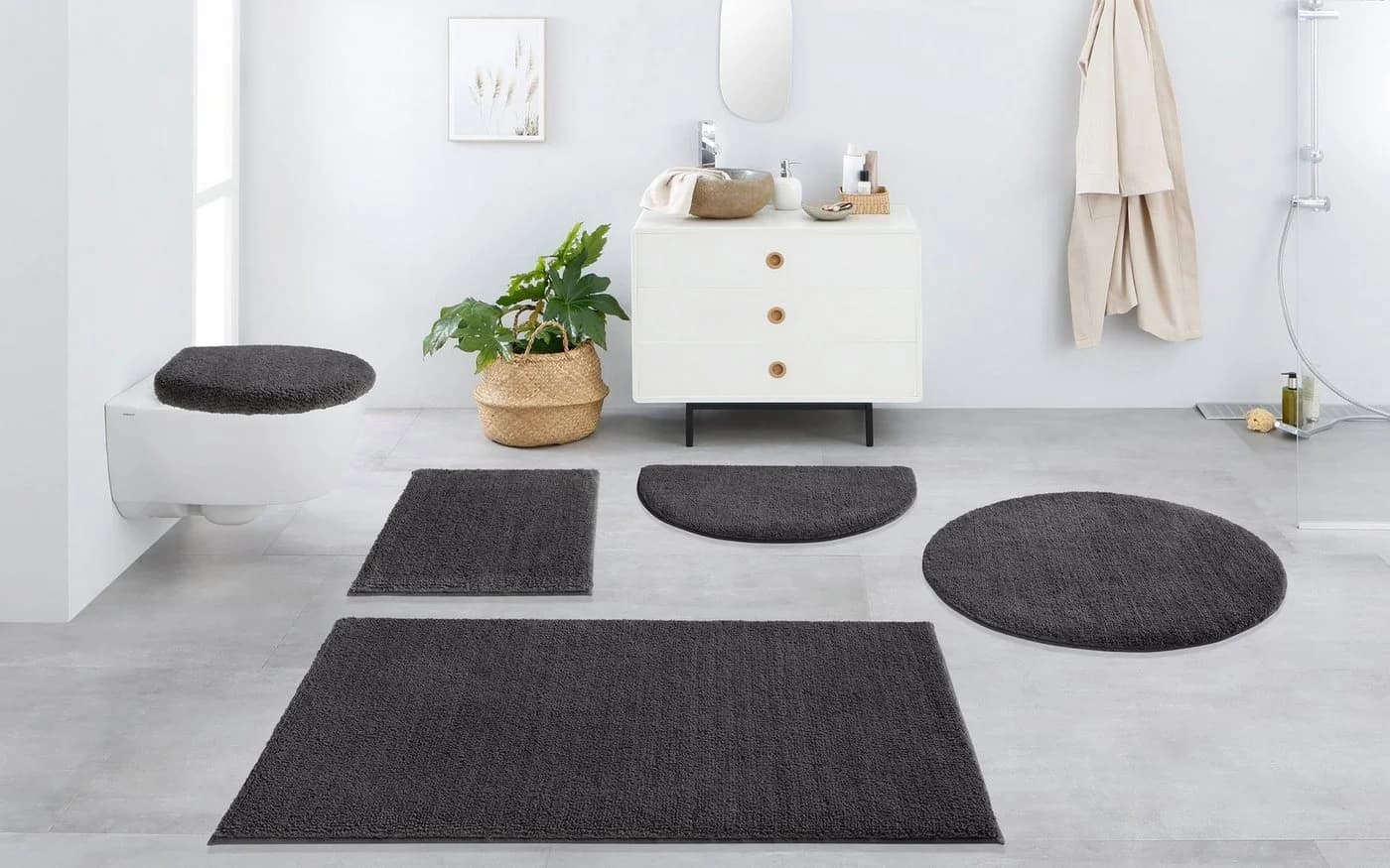 OTTO home Badematte Vanessa Rund Anthrazit Rutschhemmend - Bild 3