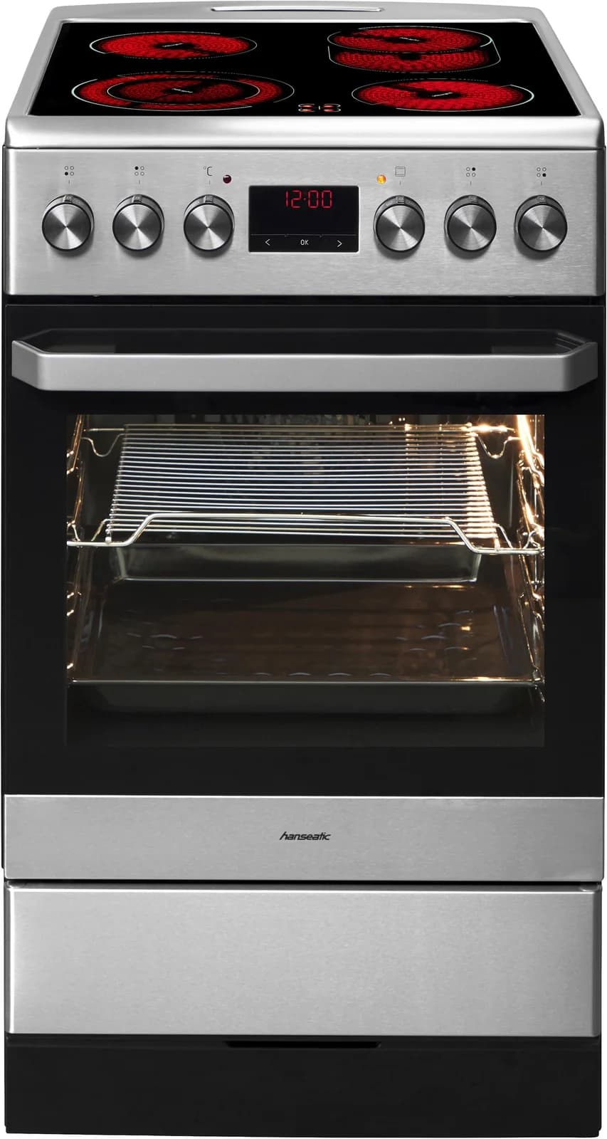 HANSEATIC Elektro-Standherd 5022CE3.313eEHiTaDW Weiß Multifunktions-Backofen