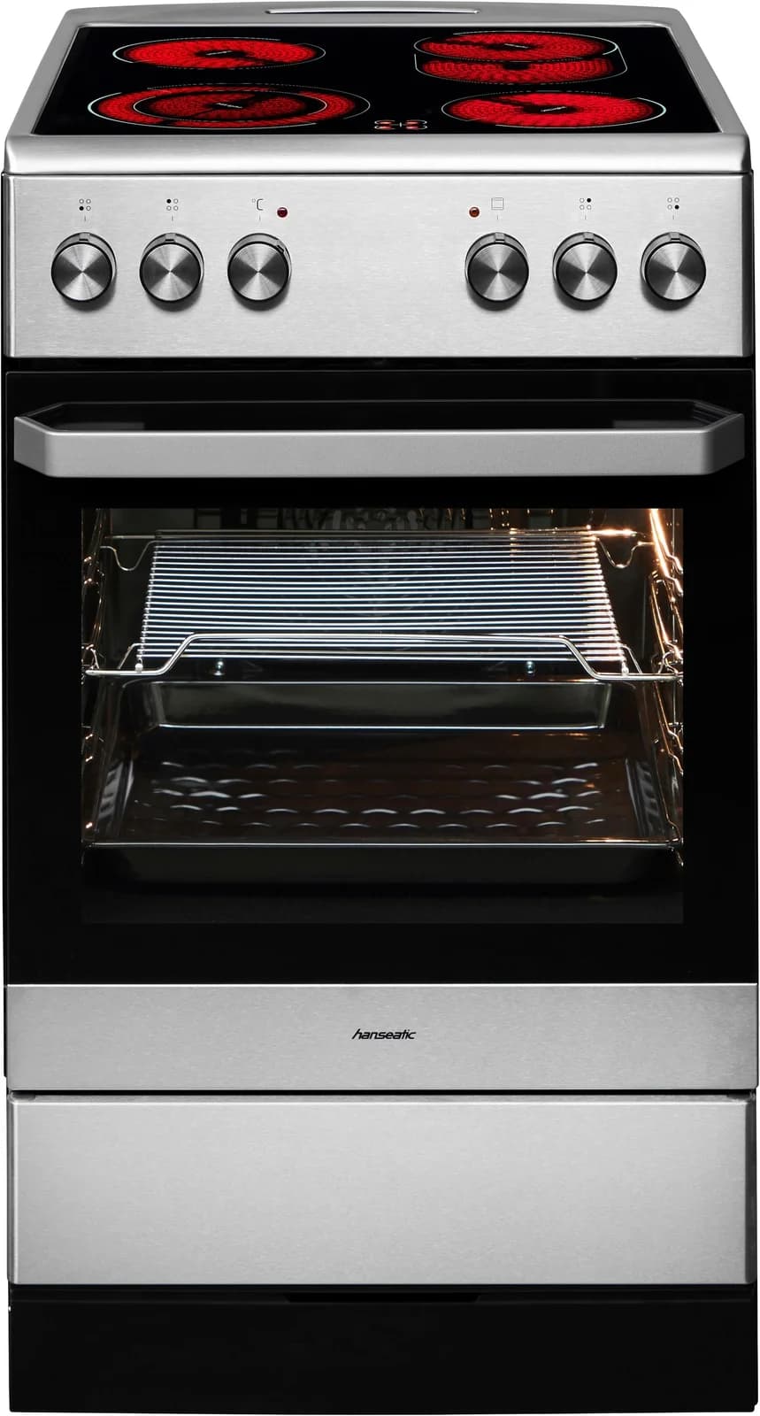 HANSEATIC Elektro-Standherd 5022CE3.313eEDJ(Xv) Multifunktions-Backofen Edelstahl