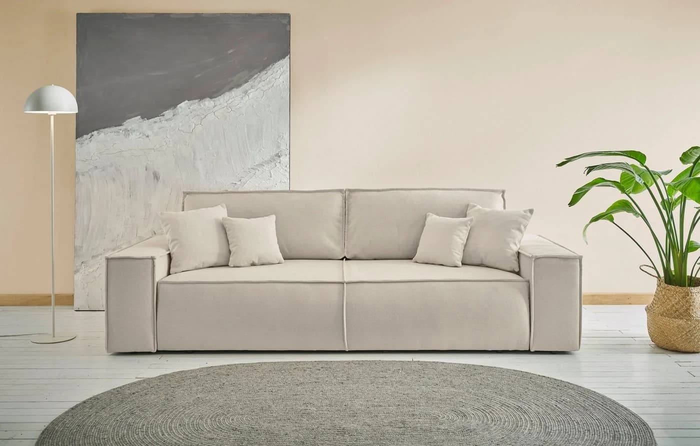 OTTO HOME Finnley Schlafsofa 3-Sitzer Creme mit Bettkasten - Bild 2